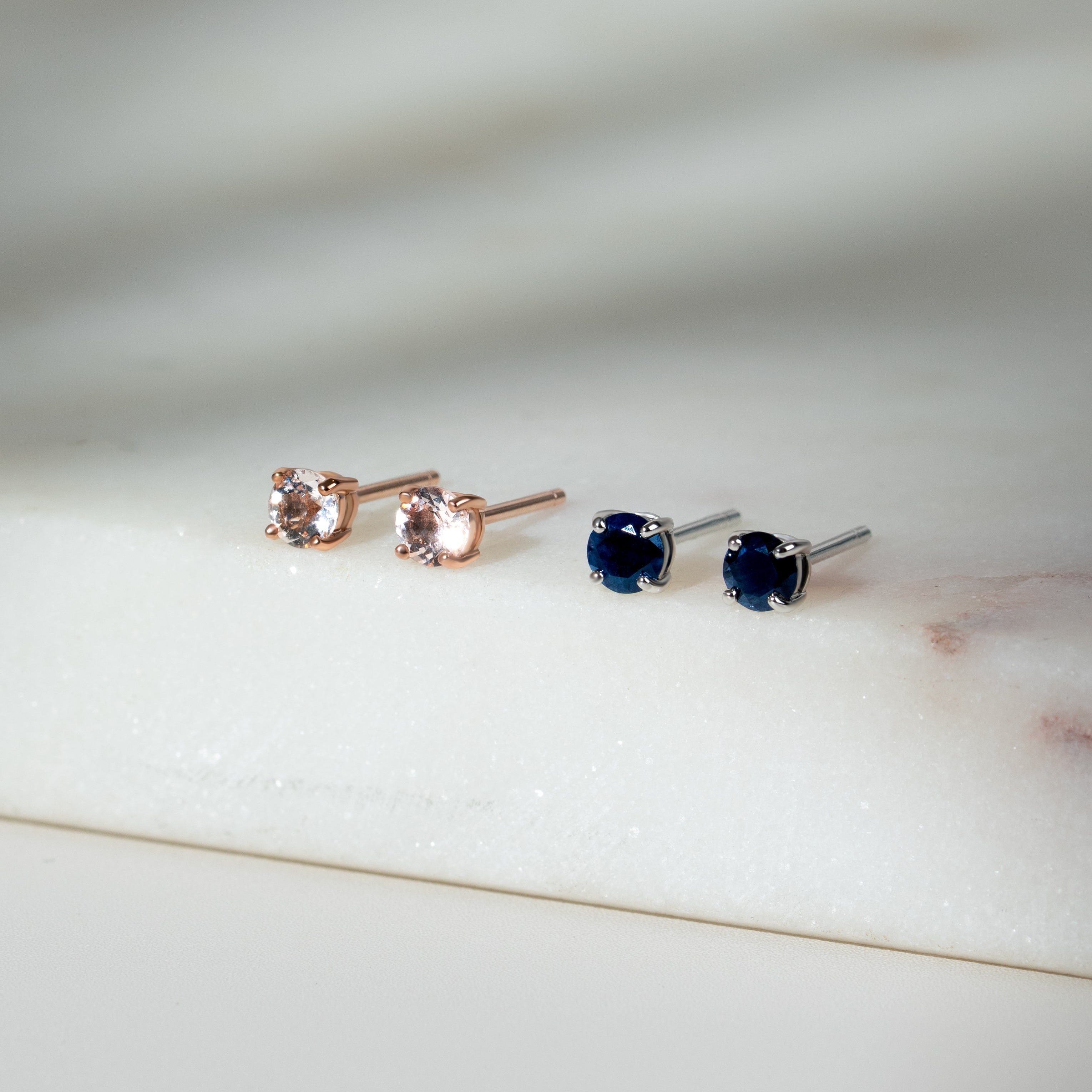 Classic Round Morganite Claw Set Stud Earrings in 9ct Rose Gold
