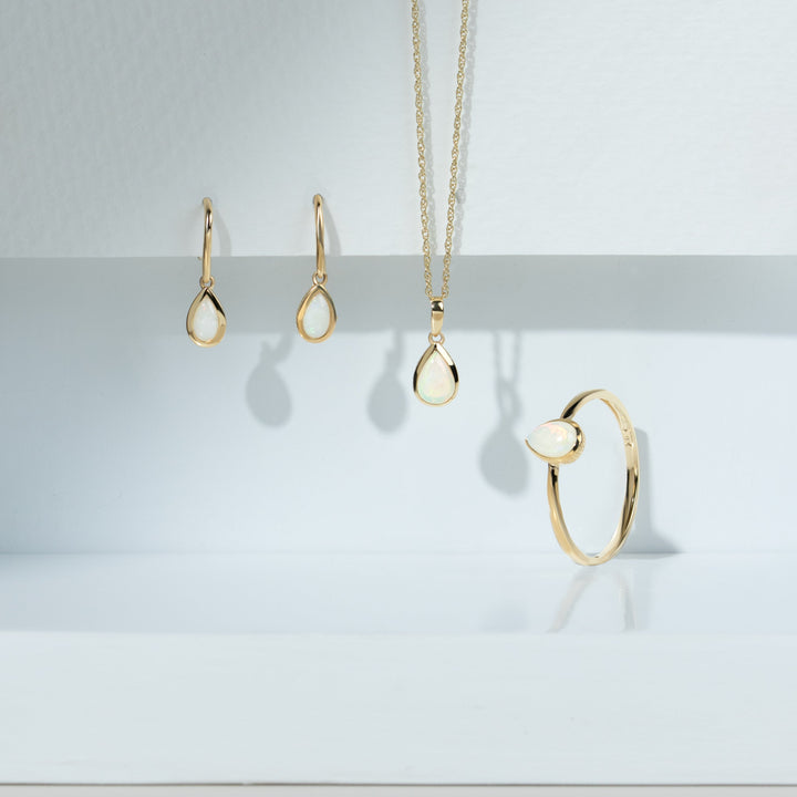 Classic Pear Opal Pendant in 9ct Yellow Gold