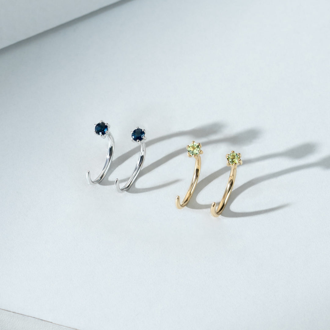 Sapphire Pull Through Hoop Earrings in 9ct White Gold