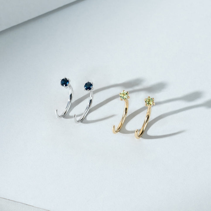 Sapphire Pull Through Hoop Earrings in 9ct White Gold