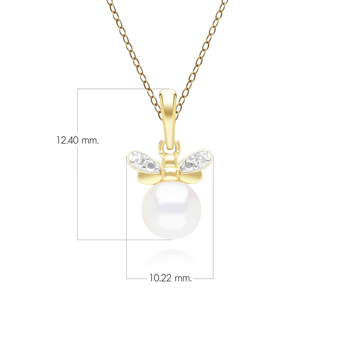 Honeycomb Inspired Pearl and Diamond Bee Pendant Necklace in 9ct Yellow GoldDimensions  135P2125019