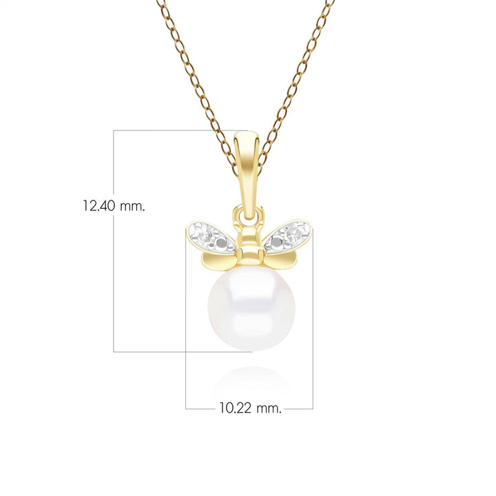 Honeycomb Inspired Pearl and Diamond Bee Pendant Necklace in 9ct Yellow GoldDimensions  135P2125019