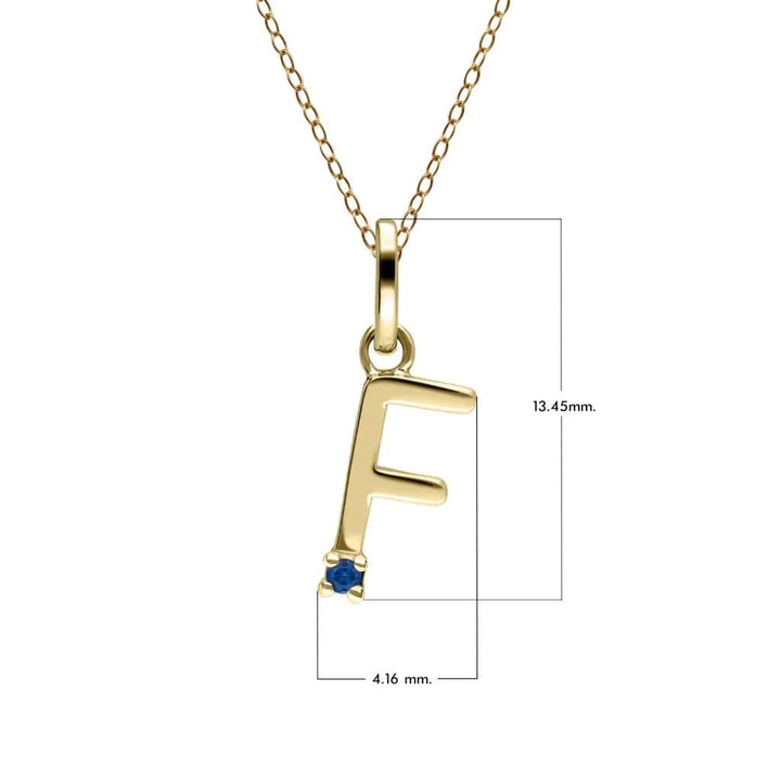 Initial Blue Sapphire Letter Necklace In 9ct Yellow Gold