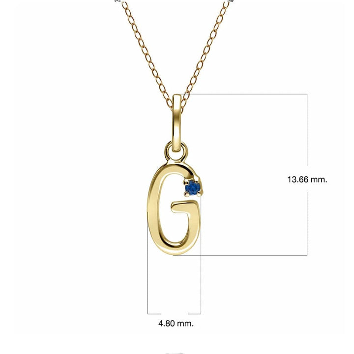 Initial Blue Sapphire Letter Necklace In 9ct Yellow Gold