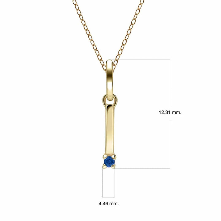Initial Blue Sapphire Letter Necklace In 9ct Yellow Gold