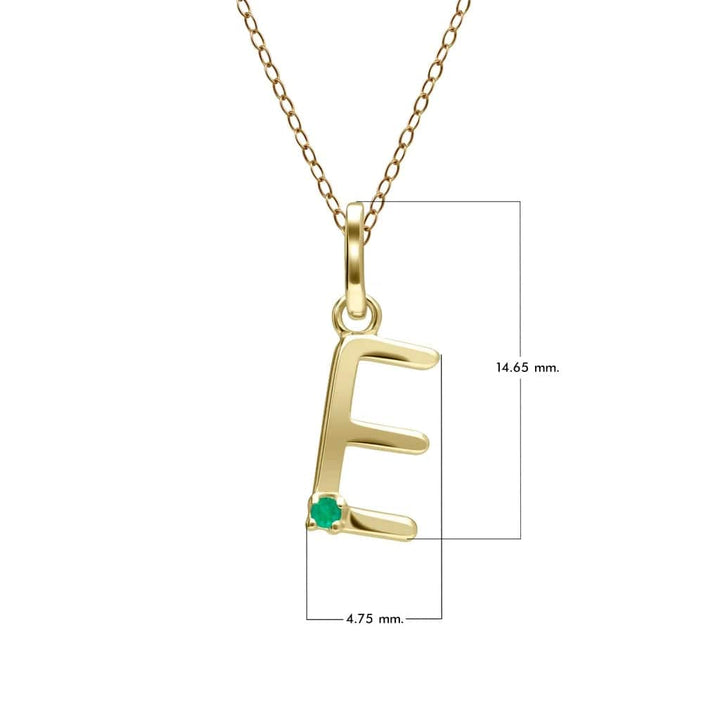 Initial Emerald Letter Necklace In 9ct Yellow Gold