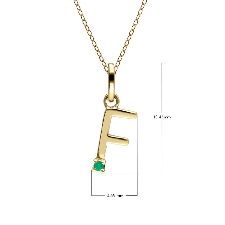 Initial Emerald Letter Necklace In 9ct Yellow Gold