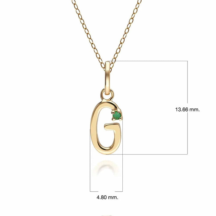 Initial Emerald Letter Necklace In 9ct Yellow Gold