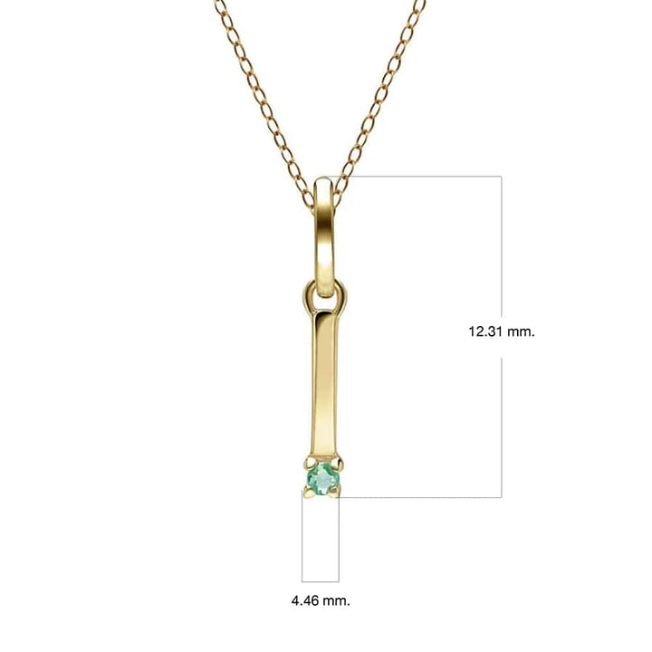 Initial Emerald Letter Necklace In 9ct Yellow Gold