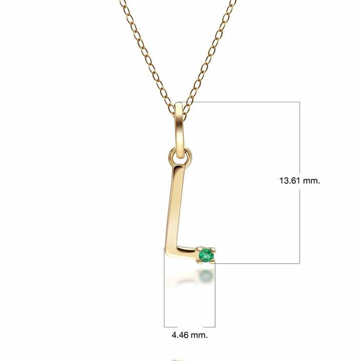 Initial Emerald Letter Necklace In 9ct Yellow Gold