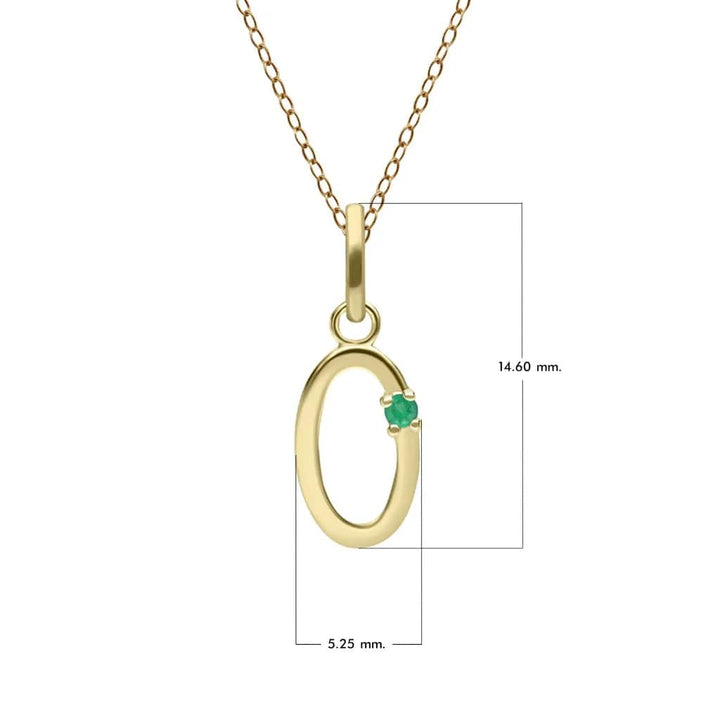 Initial Emerald Letter Necklace In 9ct Yellow Gold