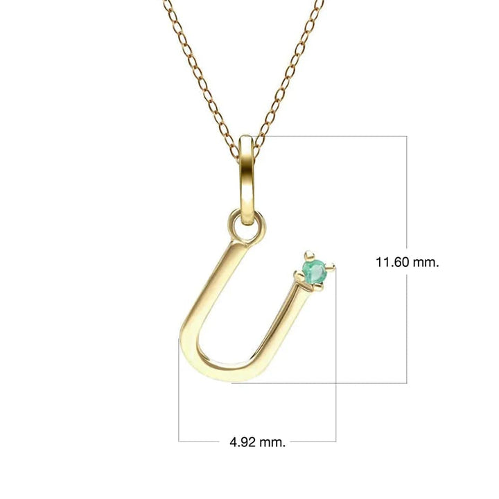 Initial Emerald Letter Necklace In 9ct Yellow Gold
