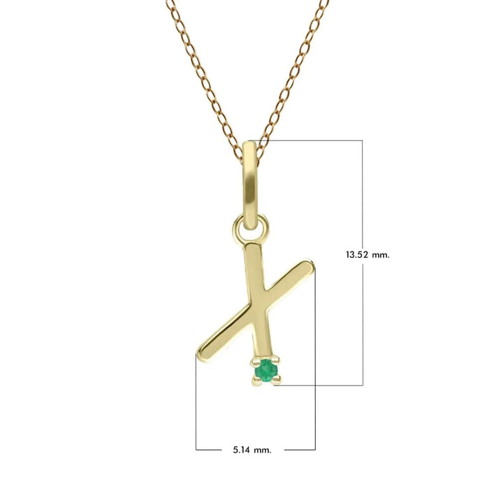 Initial Emerald Letter Necklace In 9ct Yellow Gold