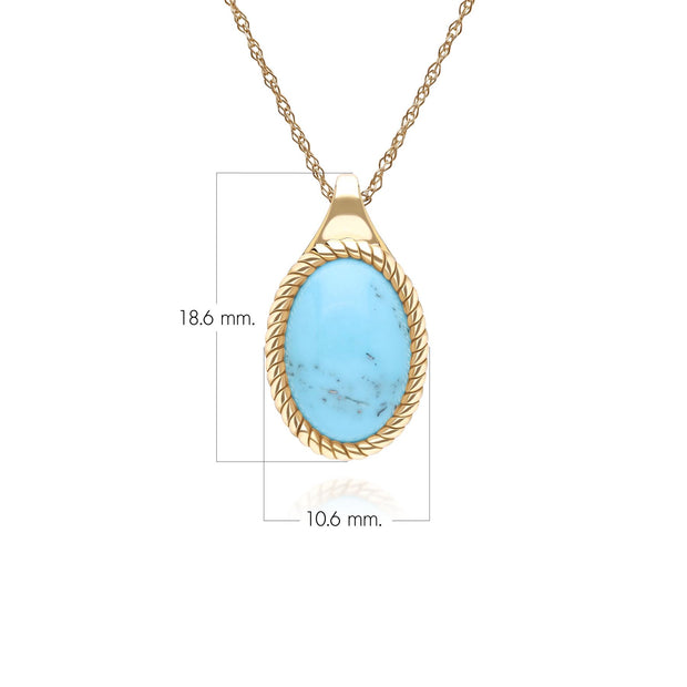 Classic Oval Turquoise Pendant Necklace in 9ct Yellow Gold