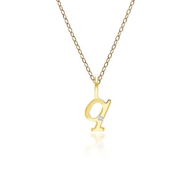 Alphabet Letter Q Diamond pendant in 9ct Yellow Gold