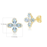 Floral Topaz & Diamond Stud Earrings in 9ct Yellow Gold