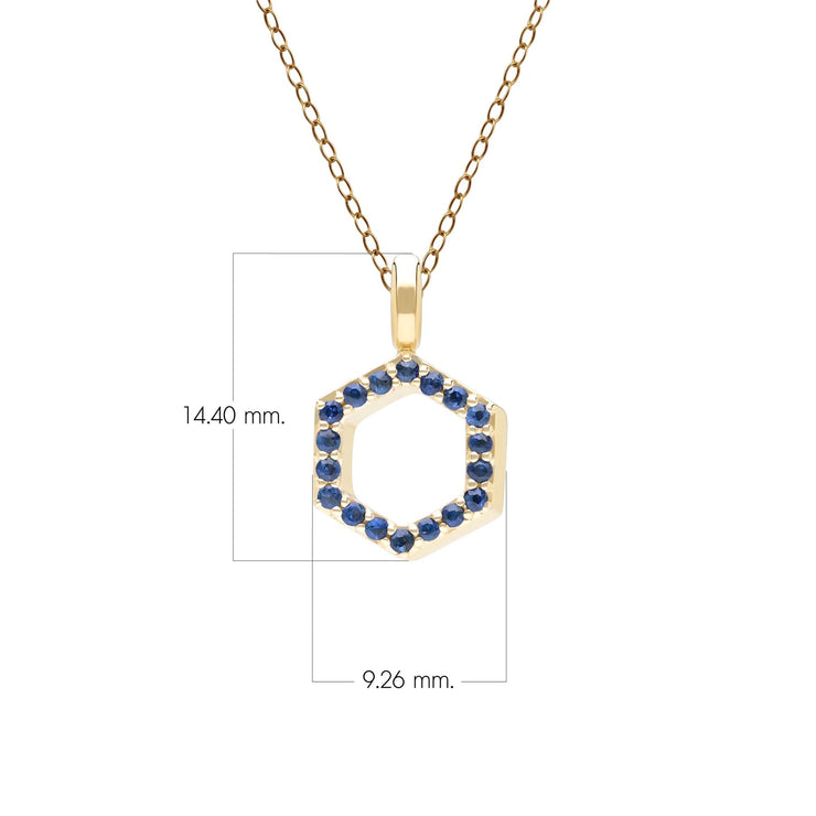 Geometric Hex Emerald Pendant Necklace in 9ct Yellow Gold