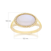 Classic Oval Rainbow Moonstone Ring in 9ct Yellow Gold