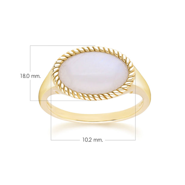 Classic Oval Rainbow Moonstone Ring in 9ct Yellow Gold