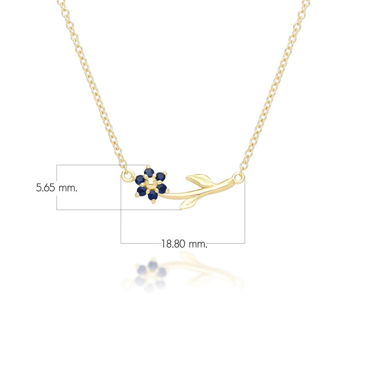 Floral Vine Sapphire Necklace in 9ct Yellow Gold
