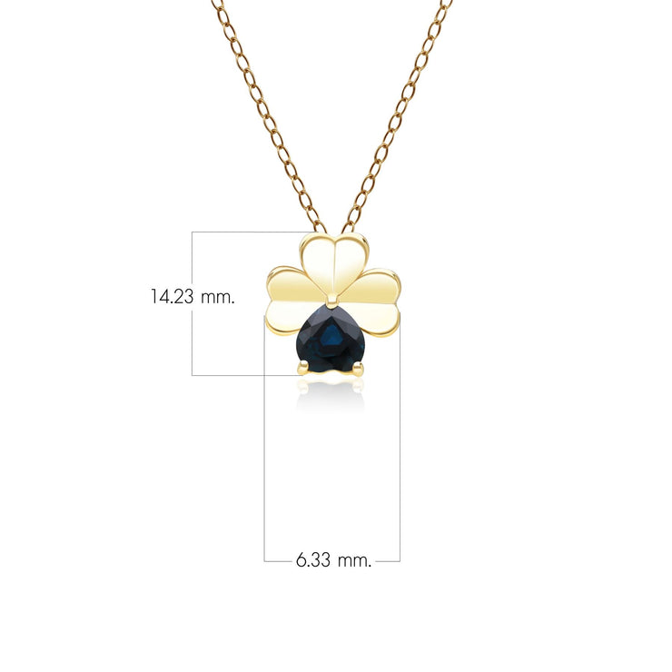 Gardenia Sapphire Clover Pendant Necklace in 9ct Yellow Gold