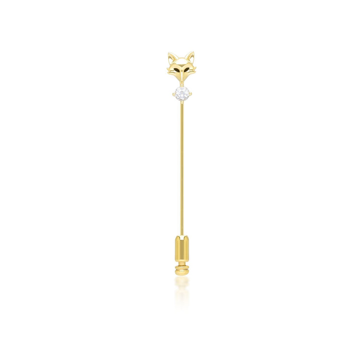 Gardenia Topaz Fox Lapel Pin In 9ct Yellow Gold