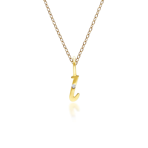 Alphabet Letter L Diamond pendant in 9ct Yellow Gold