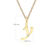 Alphabet Letter Y Diamond pendant in 9ct Yellow Gold