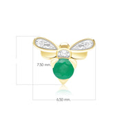 Honeycomb Inspired Emerald and Diamond Bee Pin in 9ct Yellow Gold