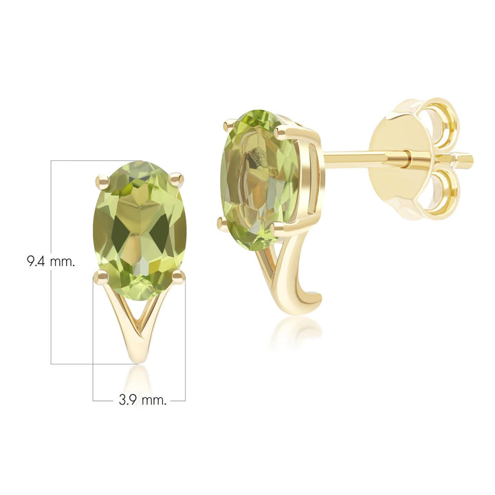 Classic Oval Peridot Stud Earrings in 9ct Yellow Gold 7x5mm