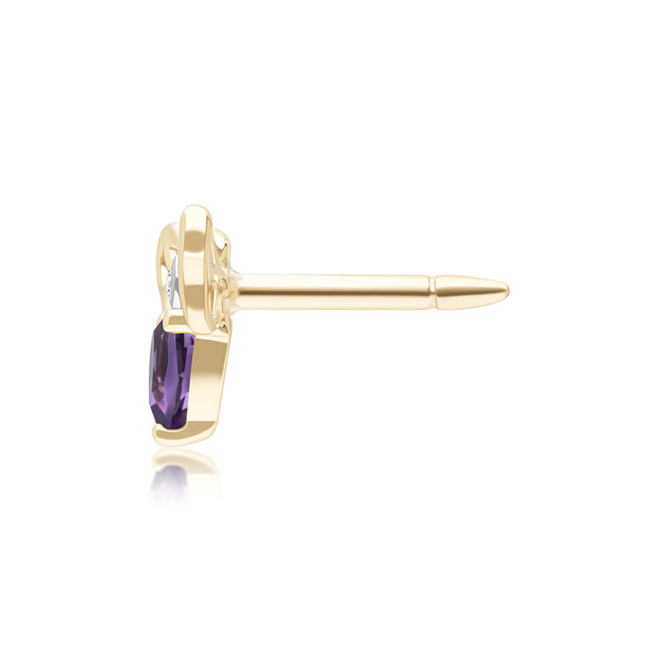 Honeycomb Art Nouveau Pear Shape Amethyst and Diamond Bee Pin in 9ct Yellow Gold