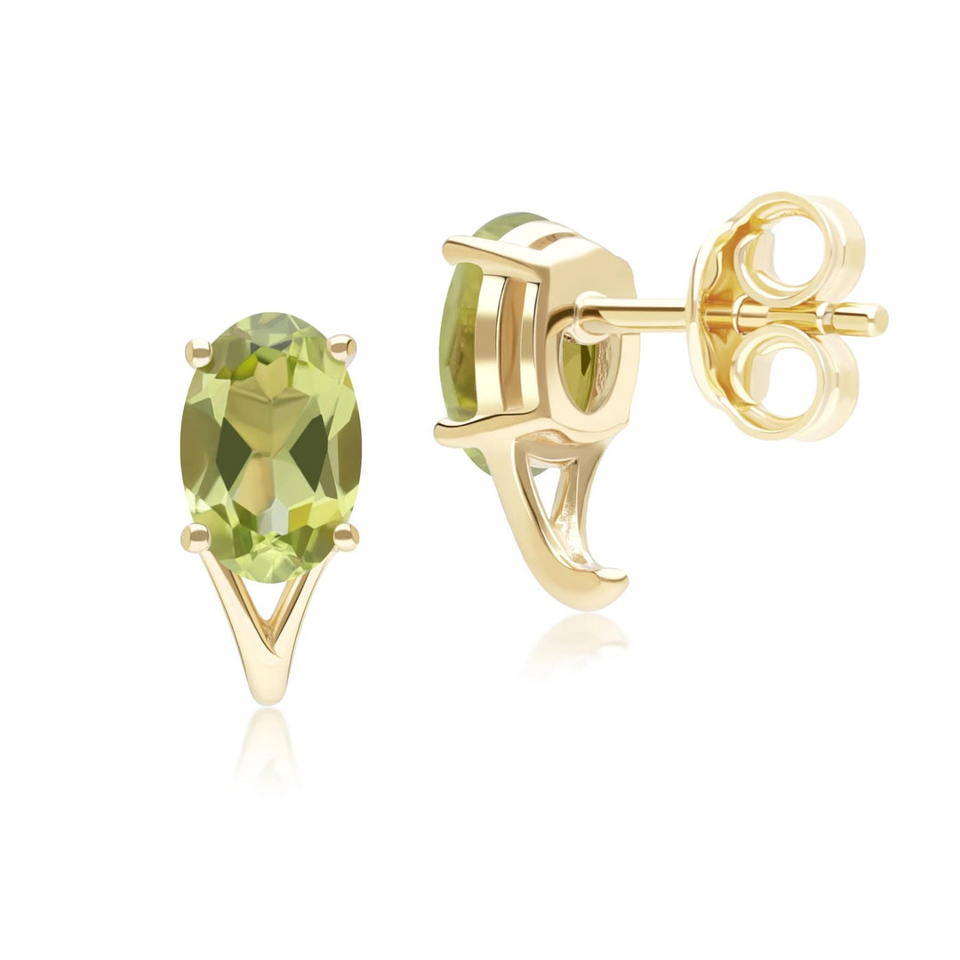 Classic Oval Peridot Stud Earrings in 9ct Yellow Gold 7x5mm