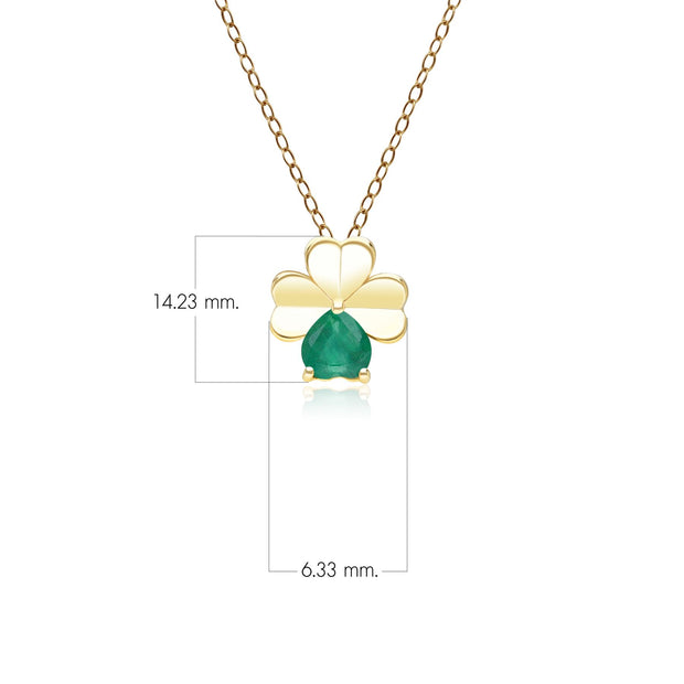 Gardenia Emerald Clover Pendant Necklace in 9ct Yellow Gold