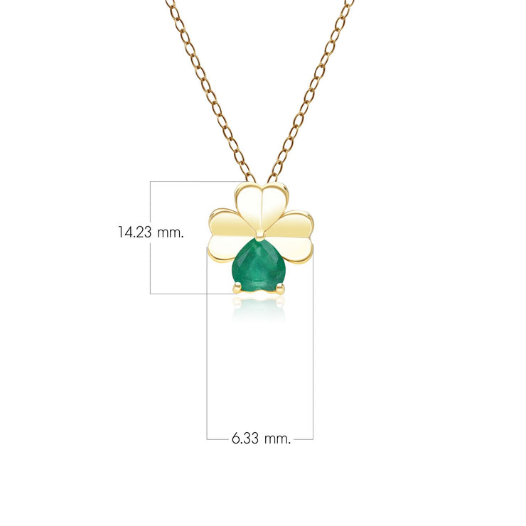 Gardenia Emerald Clover Pendant Necklace in 9ct Yellow Gold