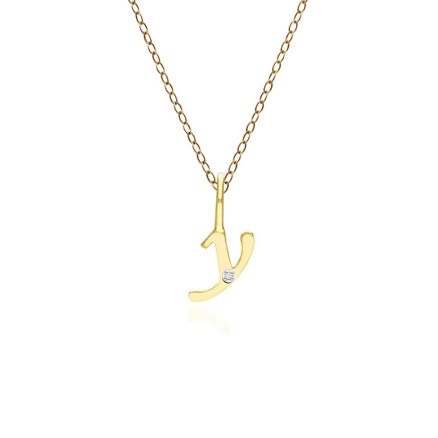 Alphabet Letter Y Diamond pendant in 9ct Yellow Gold