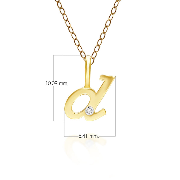 Alphabet Letter D Diamond pendant in 9ct Yellow Gold