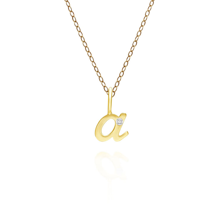 Alphabet Letter A Diamond pendant in 9ct Yellow Gold