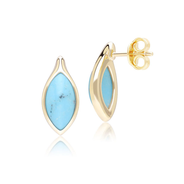 Classic Marquise Turquoise Stud Earrings in 9ct Yellow Gold