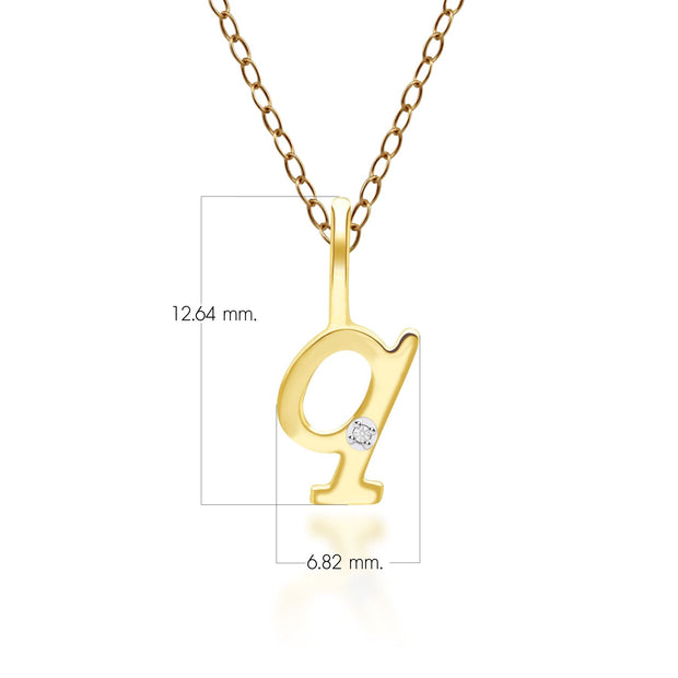 Alphabet Letter Q Diamond pendant in 9ct Yellow Gold