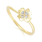 Gardenia Diamond Clover Ring in 9ct Yellow Gold