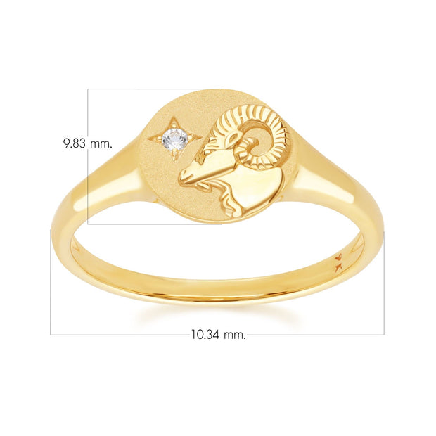 Zodiac Topaz Aries Signet Ring In 9ct Yellow Gold