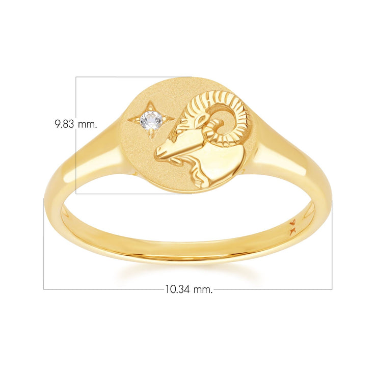 Zodiac Topaz Aries Signet Ring In 9ct Yellow Gold