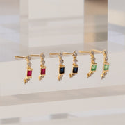 Classic Baguette Sapphire & Diamond Half Eternity Hoop Earrings in 9ct Yellow Gold