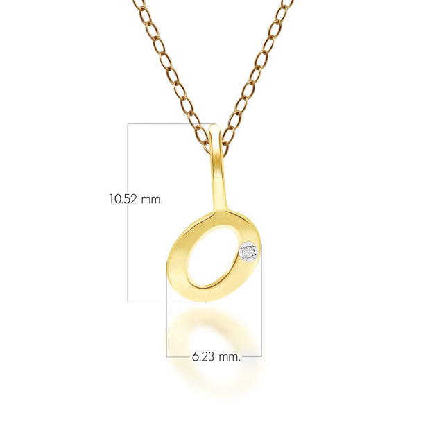 Alphabet Letter O Diamond pendant in 9ct Yellow Gold