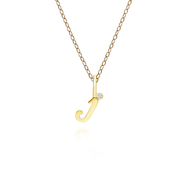 Alphabet Letter J Diamond pendant in 9ct Yellow Gold