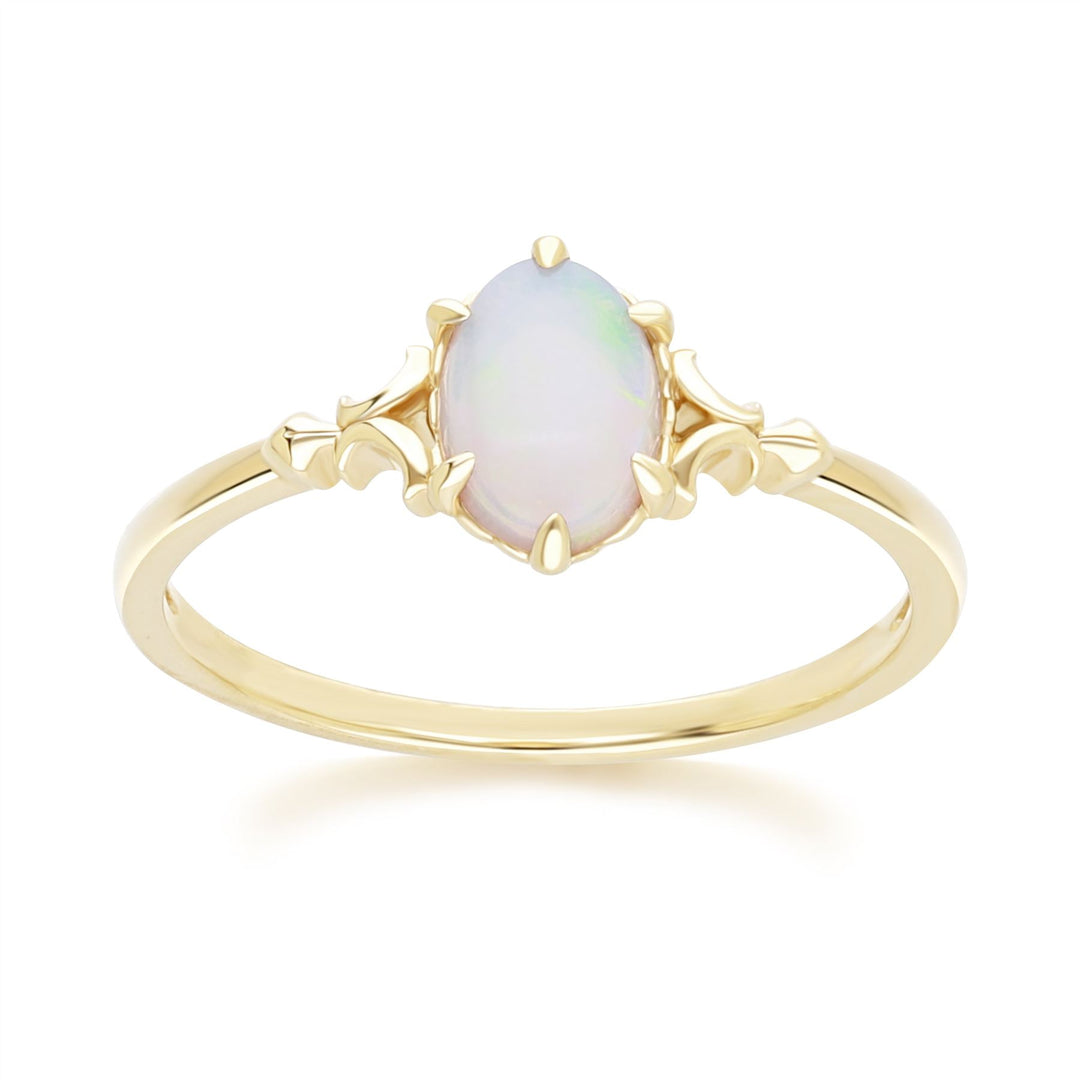 Classic Oval Opal Ring in 9ct Yellow Gold 7x5mm