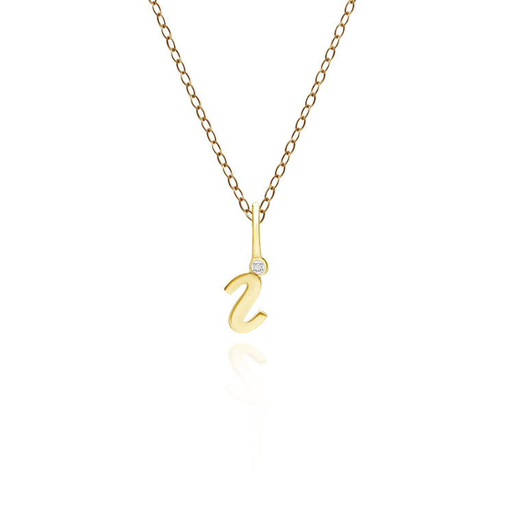 Alphabet Letter I Diamond pendant in 9ct Yellow Gold