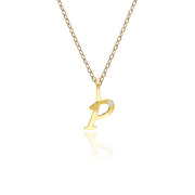 Alphabet Letter P Diamond pendant in 9ct Yellow Gold