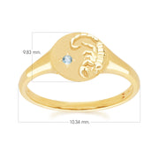 Zodiac Swiss Blue Topaz Scorpio Signet Ring In 9ct Yellow Gold