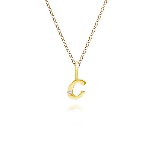 Alphabet Letter C Diamond pendant in 9ct Yellow Gold